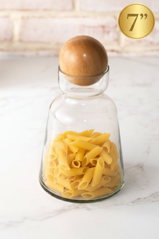 Glass Carafe with Wood Ball Stopper, 2 Size Options