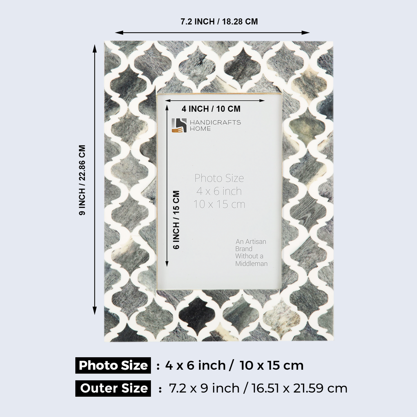 Picture Frames Moroccan Pattern Bone & Resin Inlay Collection in 5 Color Options | 1.5" Border Width