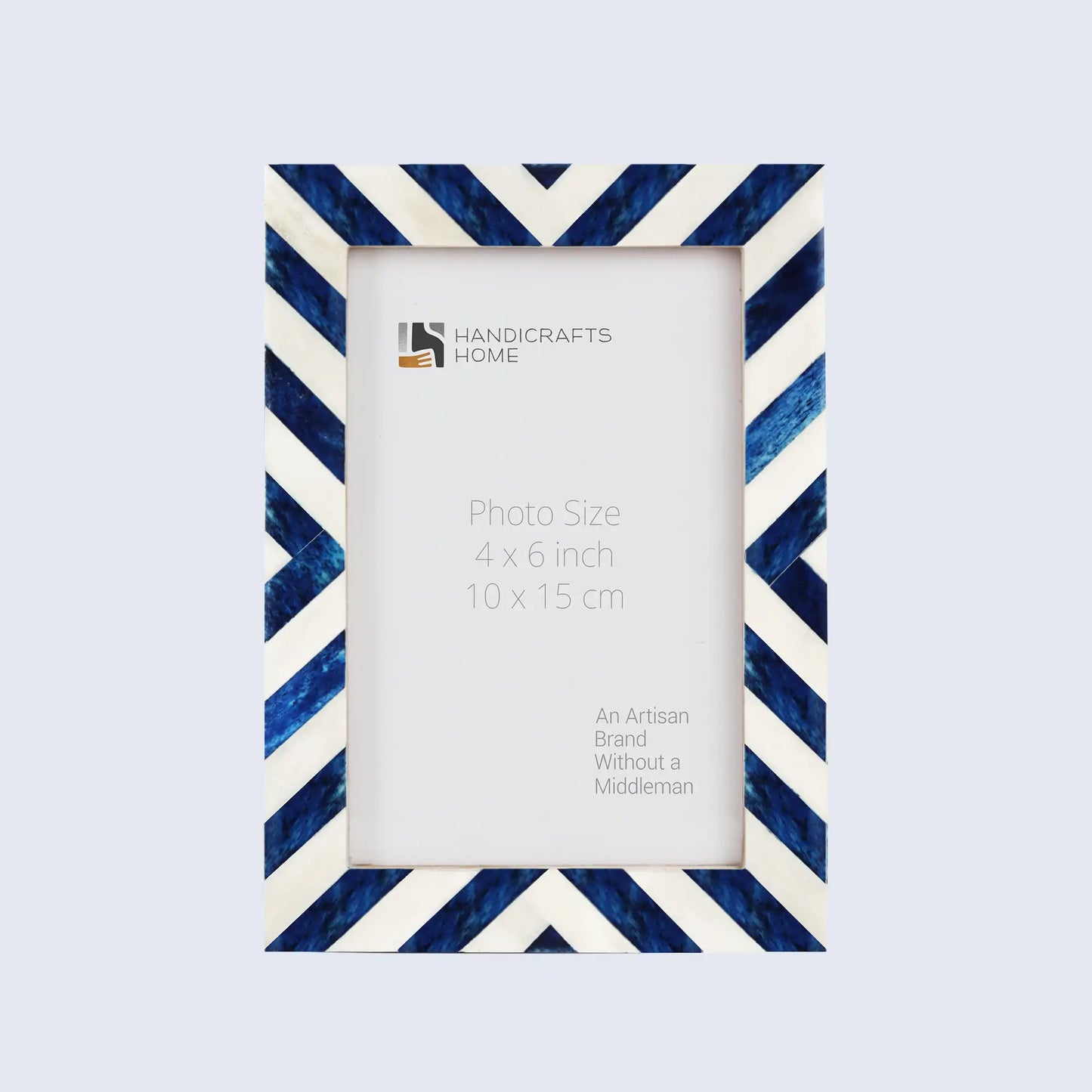 Picture Frames Chevron Pattern Bone Inlay Collection in 29 Sizes, Blue