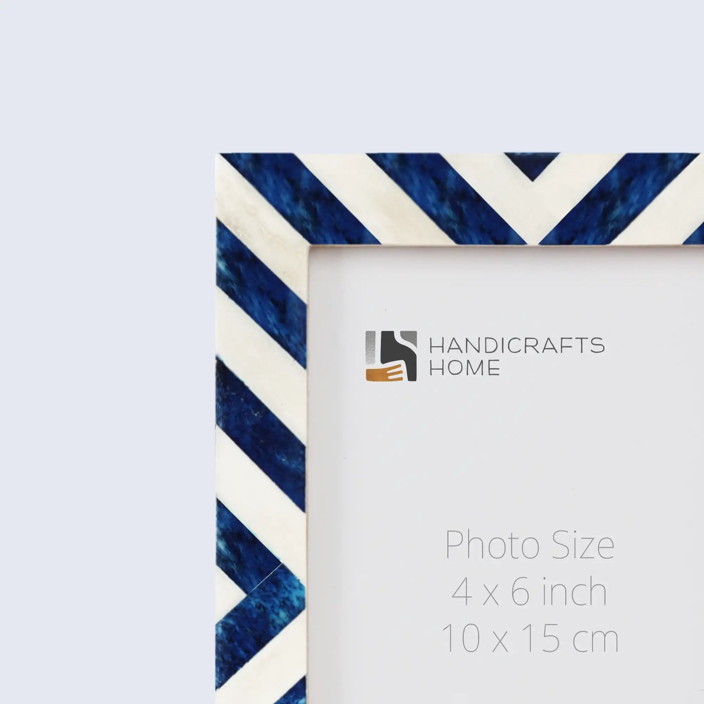 Picture Frames Chevron Pattern Bone Inlay Collection in 29 Sizes, Blue