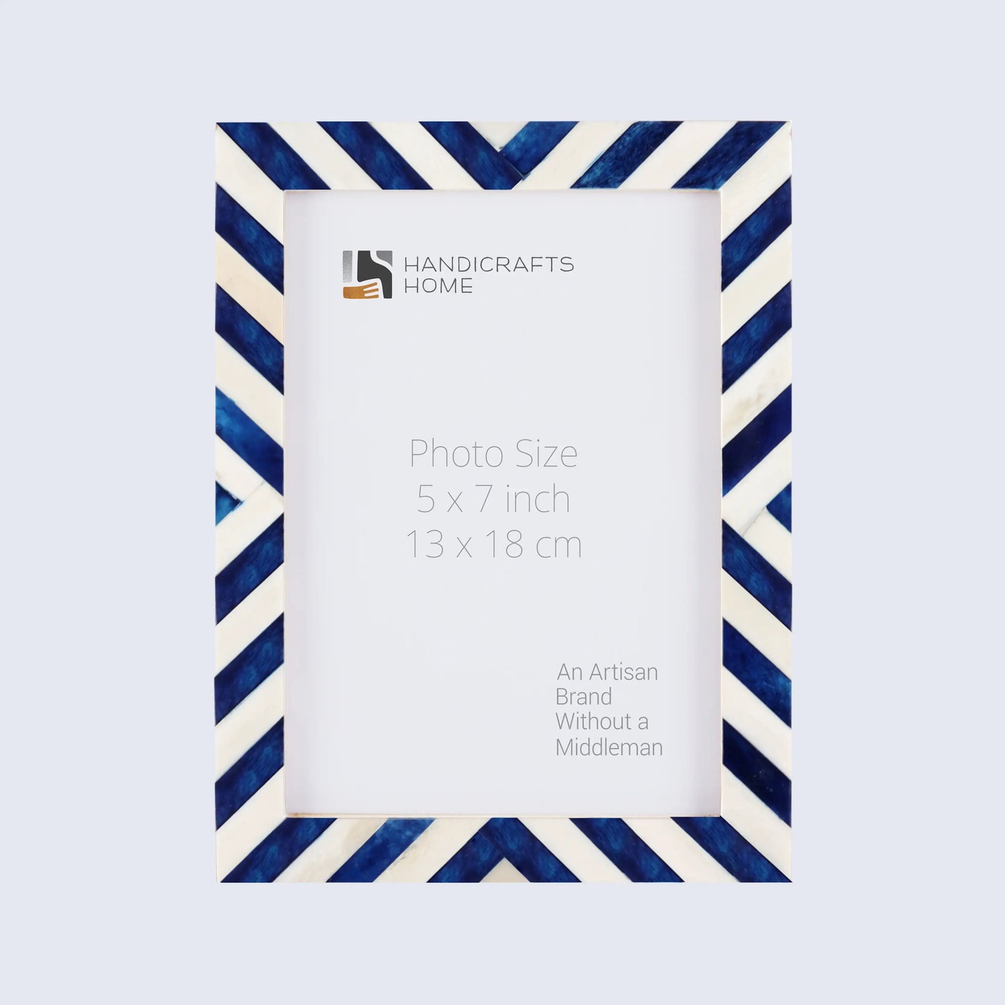 Picture Frames Chevron Pattern Bone Inlay Collection in 29 Sizes, Blue