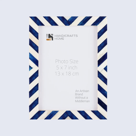 Picture Frames Chevron Pattern Bone Inlay Collection in 29 Sizes, Blue