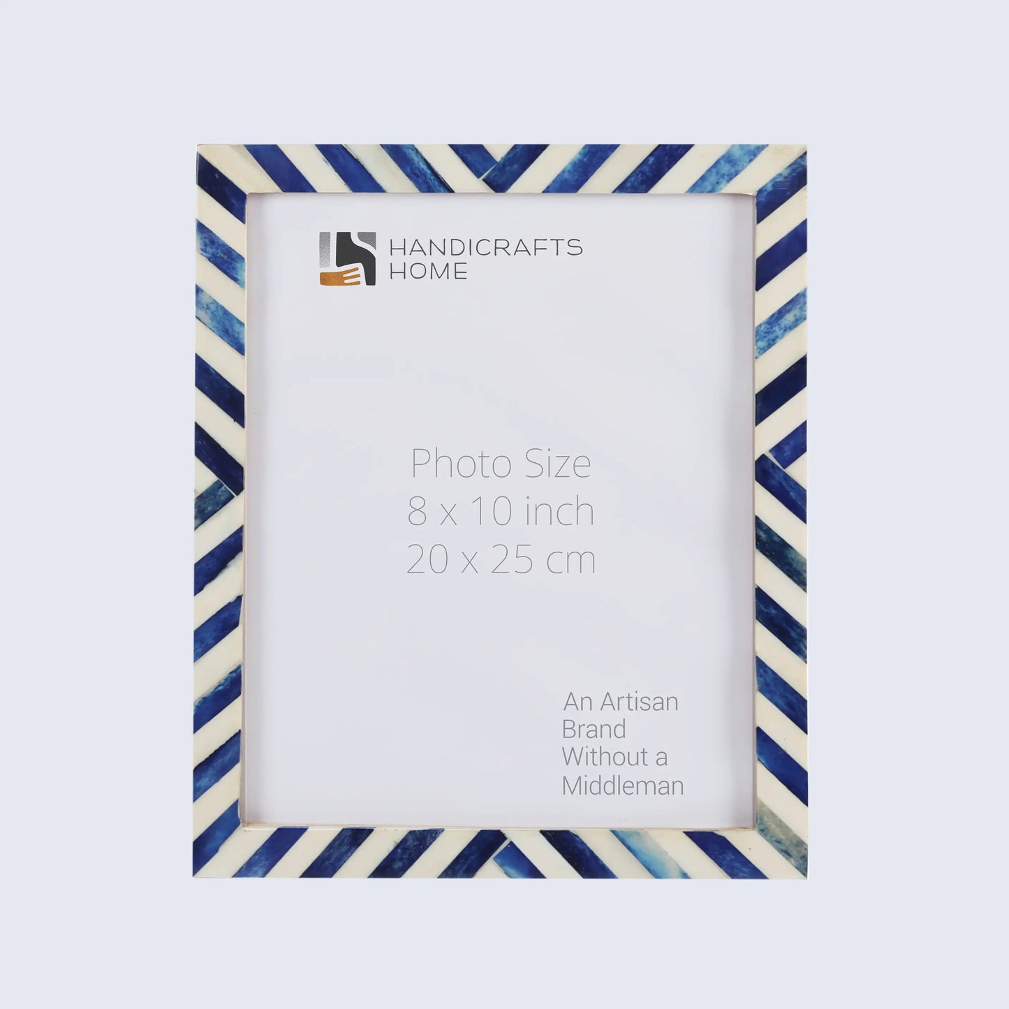 Picture Frames Chevron Pattern Bone Inlay Collection in 29 Sizes, Blue