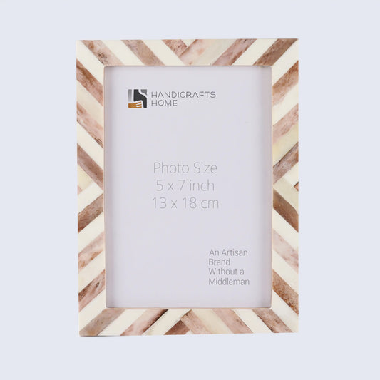 Picture Frames Chevron Pattern Bone Inlay Collection in 29 Sizes, Brown