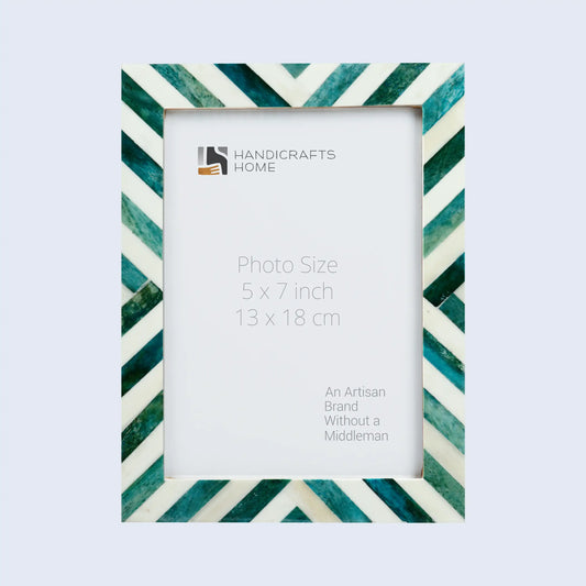 Picture Frames Chevron Pattern Bone Inlay Collection in 29 Sizes, Green