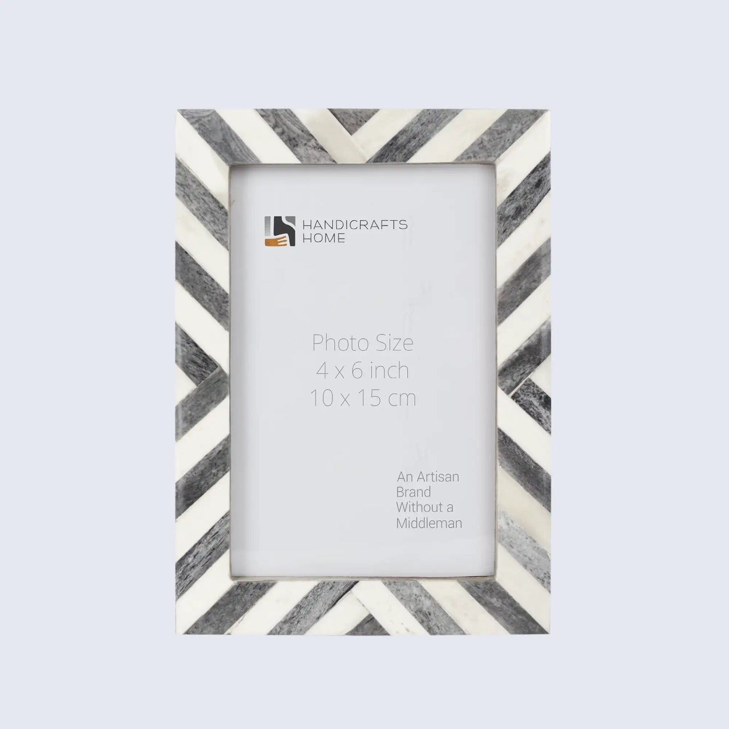 Picture Frames Chevron Pattern Bone Inlay Collection in 3 Sizes, Grey