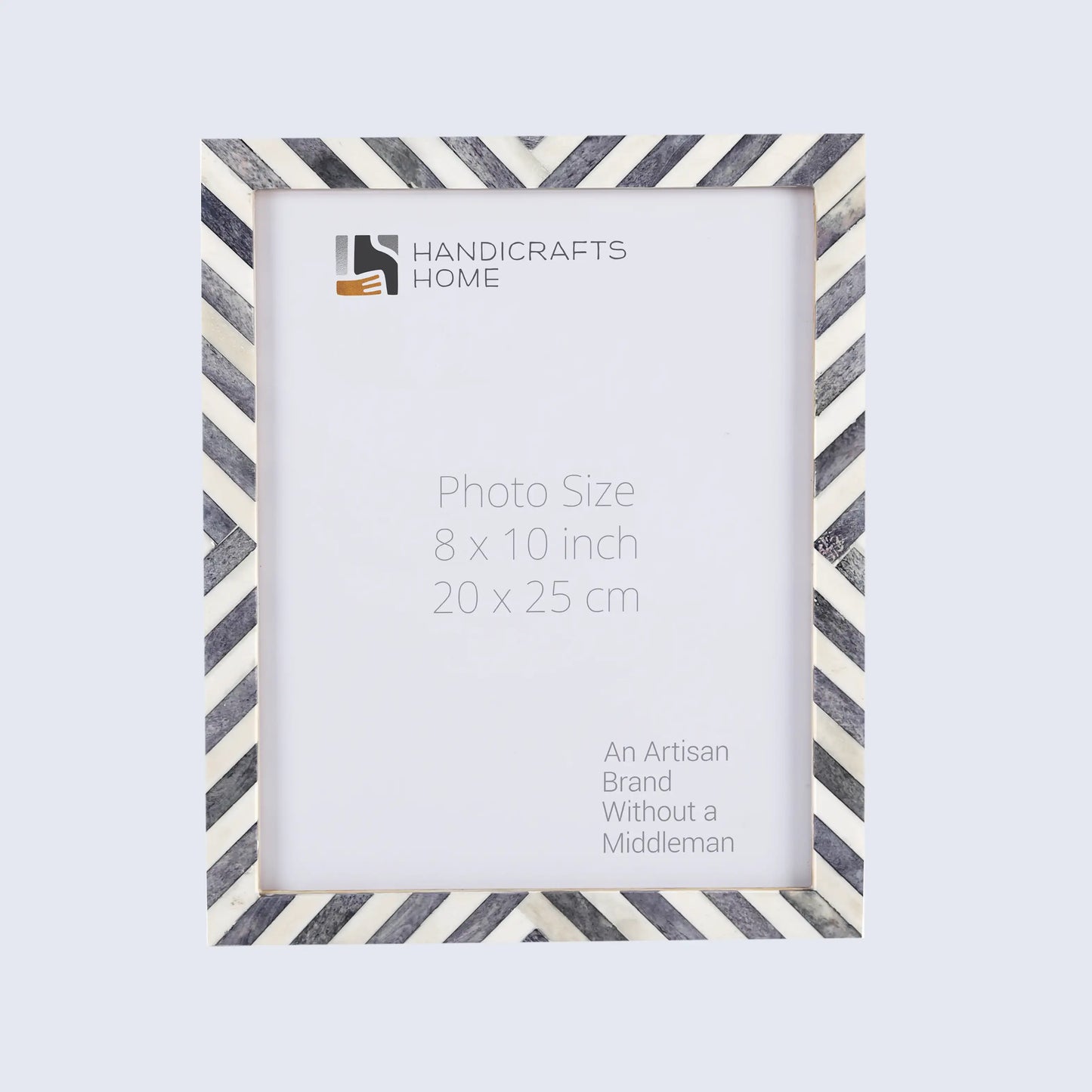 Picture Frames Chevron Pattern Bone Inlay Collection in 3 Sizes, Grey