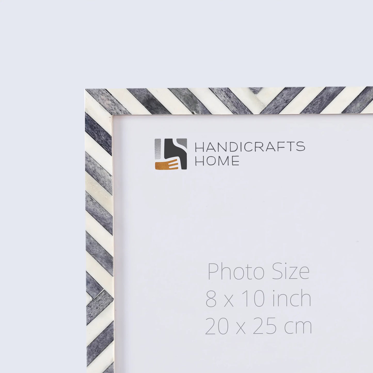Picture Frames Chevron Pattern Bone Inlay Collection in 3 Sizes, Grey