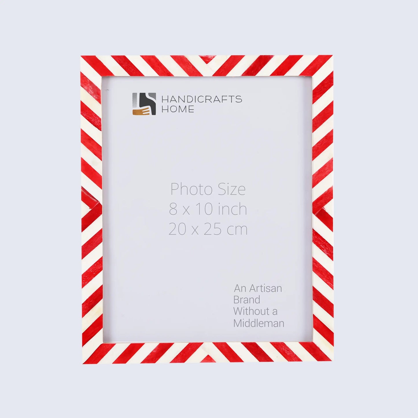 Picture Frames Chevron Pattern Bone Inlay Collection in 4 Sizes, Red