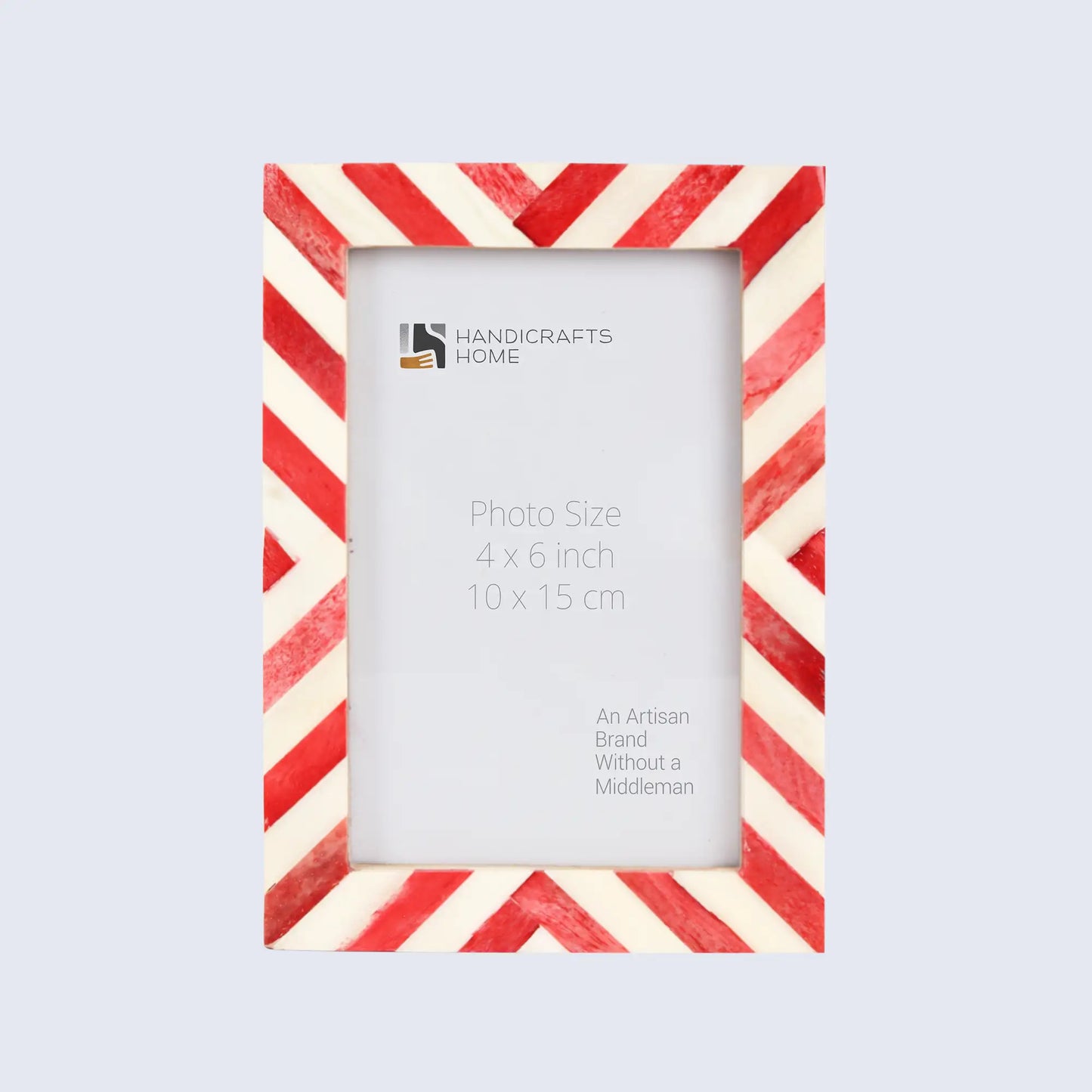 Picture Frames Chevron Pattern Bone Inlay Collection in 4 Sizes, Red