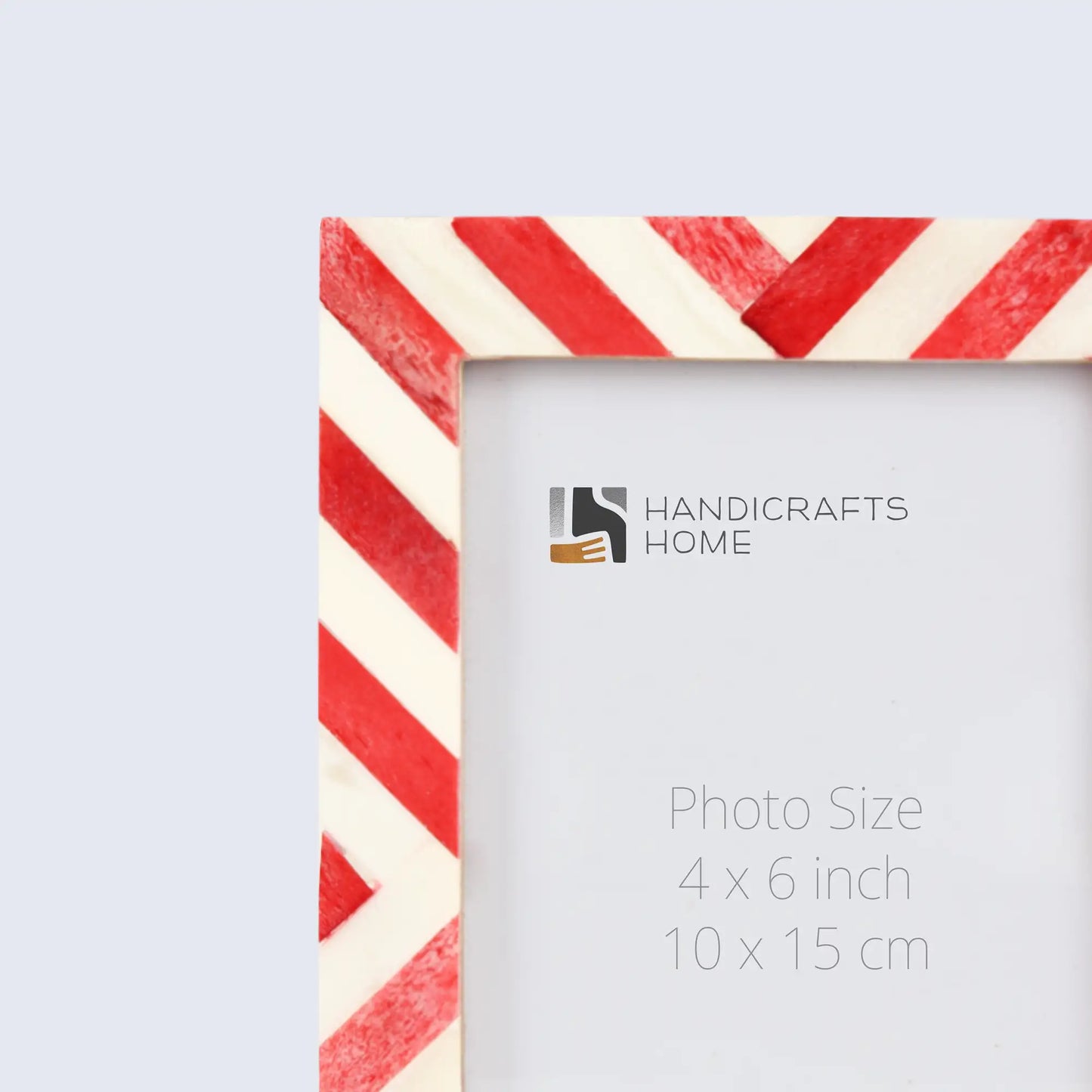 Picture Frames Chevron Pattern Bone Inlay Collection in 4 Sizes, Red