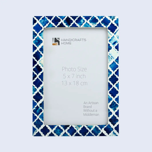 Picture Frames Moroccan Pattern Bone & Resin Inlay Collection in 27 Sizes, Blue