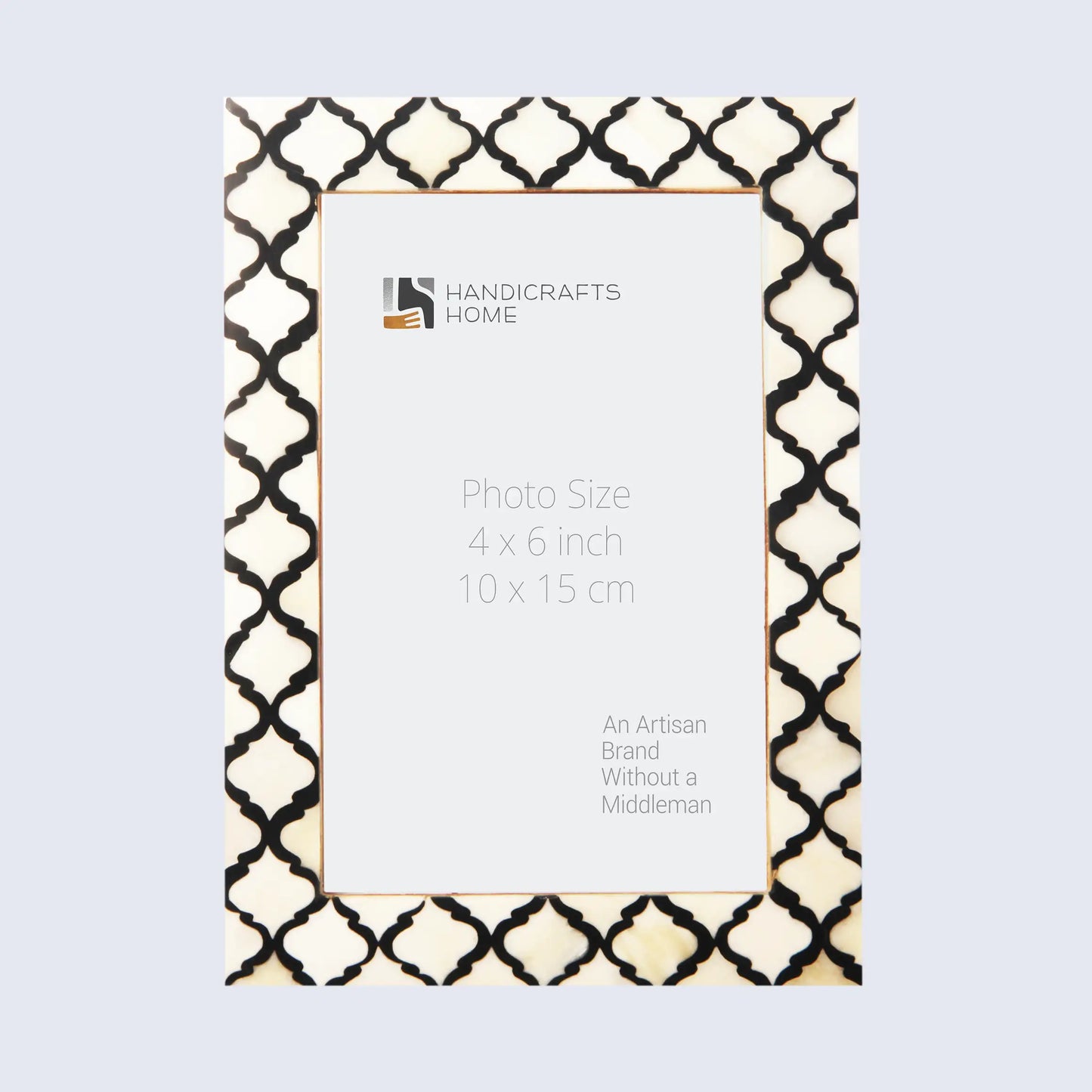 Picture Frames Moroccan Pattern Bone & Resin Inlay Collection in 27 Sizes, Black