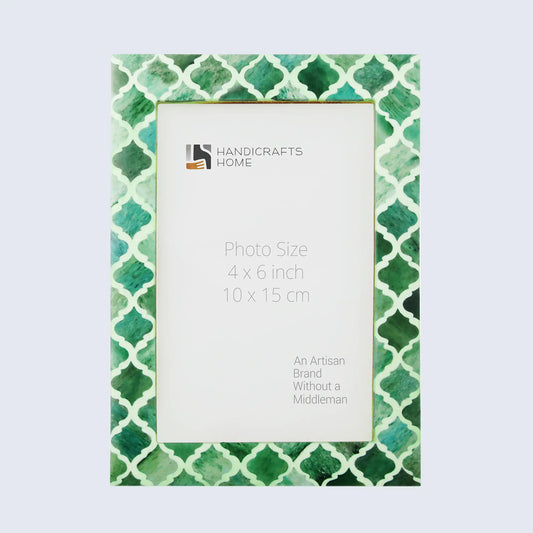 Picture Frames Moroccan Pattern Bone & Resin Inlay Collection in 27 Sizes, Green