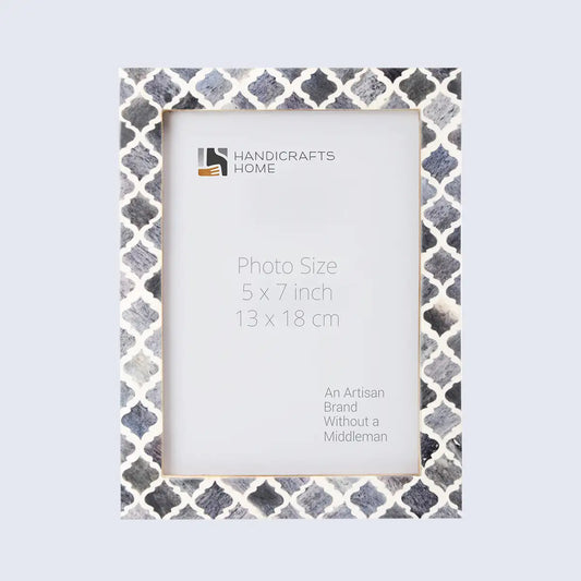 Picture Frames Moroccan Pattern Bone & Resin Inlay Collection in 27 Sizes, Grey