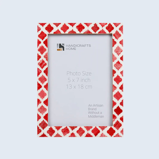 Picture Frames Moroccan Pattern Bone & Resin Inlay Collection in 27 Sizes, Red