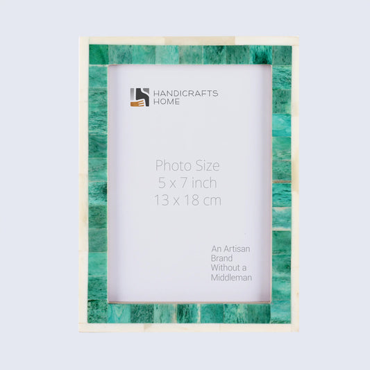 Classic Bone Inlay Picture Frame Green & White 4x6, 5x7 and 8x10 Size