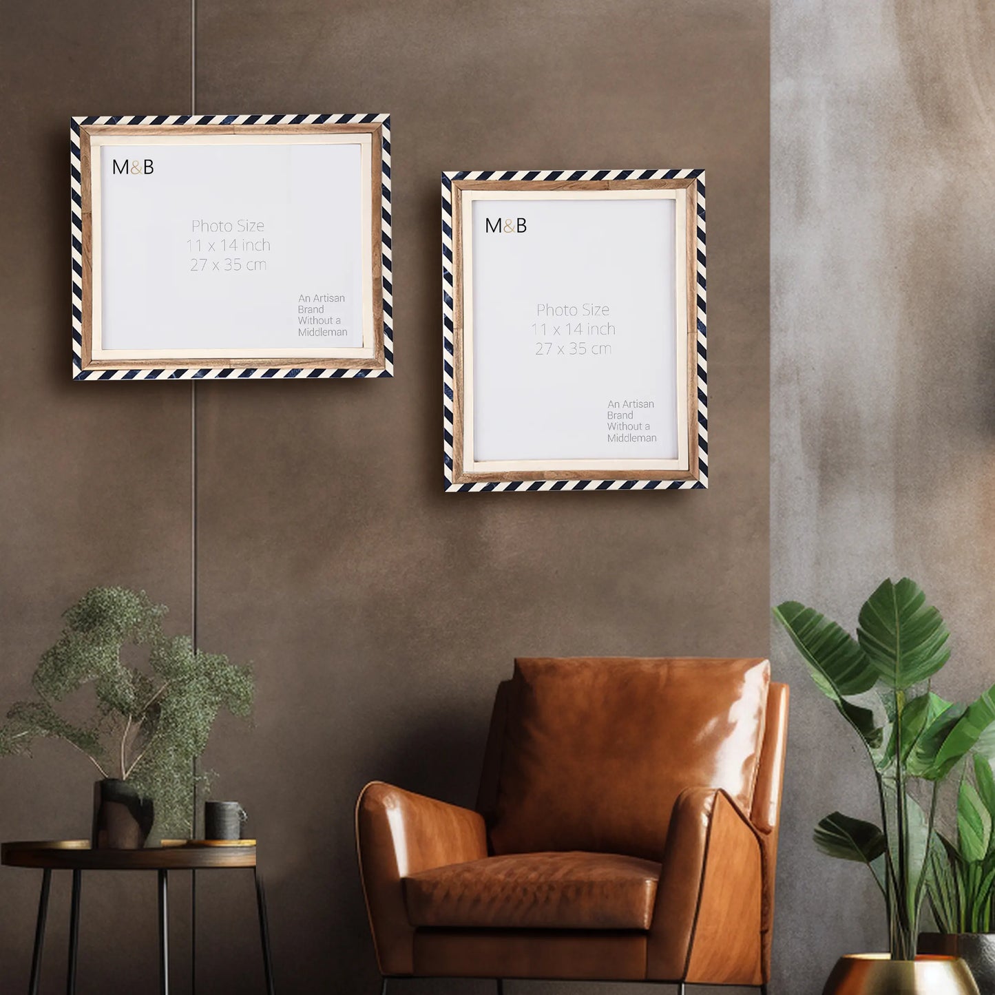 Marquet Bevel Picture Frames Pack of 2 Blue & White - Available in 5 Sizes