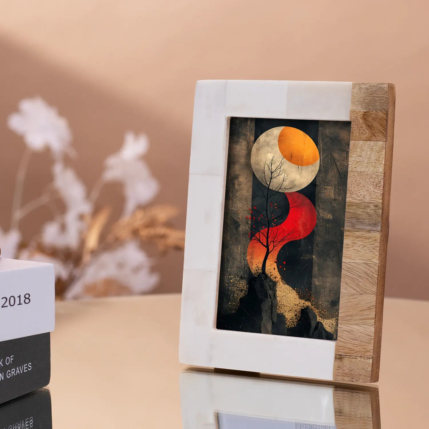 Plain White & Brown Bone Inlay Picture Frame - 4x6 & 5x7