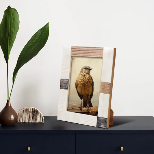 Horn, Wood & Bone Inlay Handmade Neutral Picture Frames - 4x6, 5x7