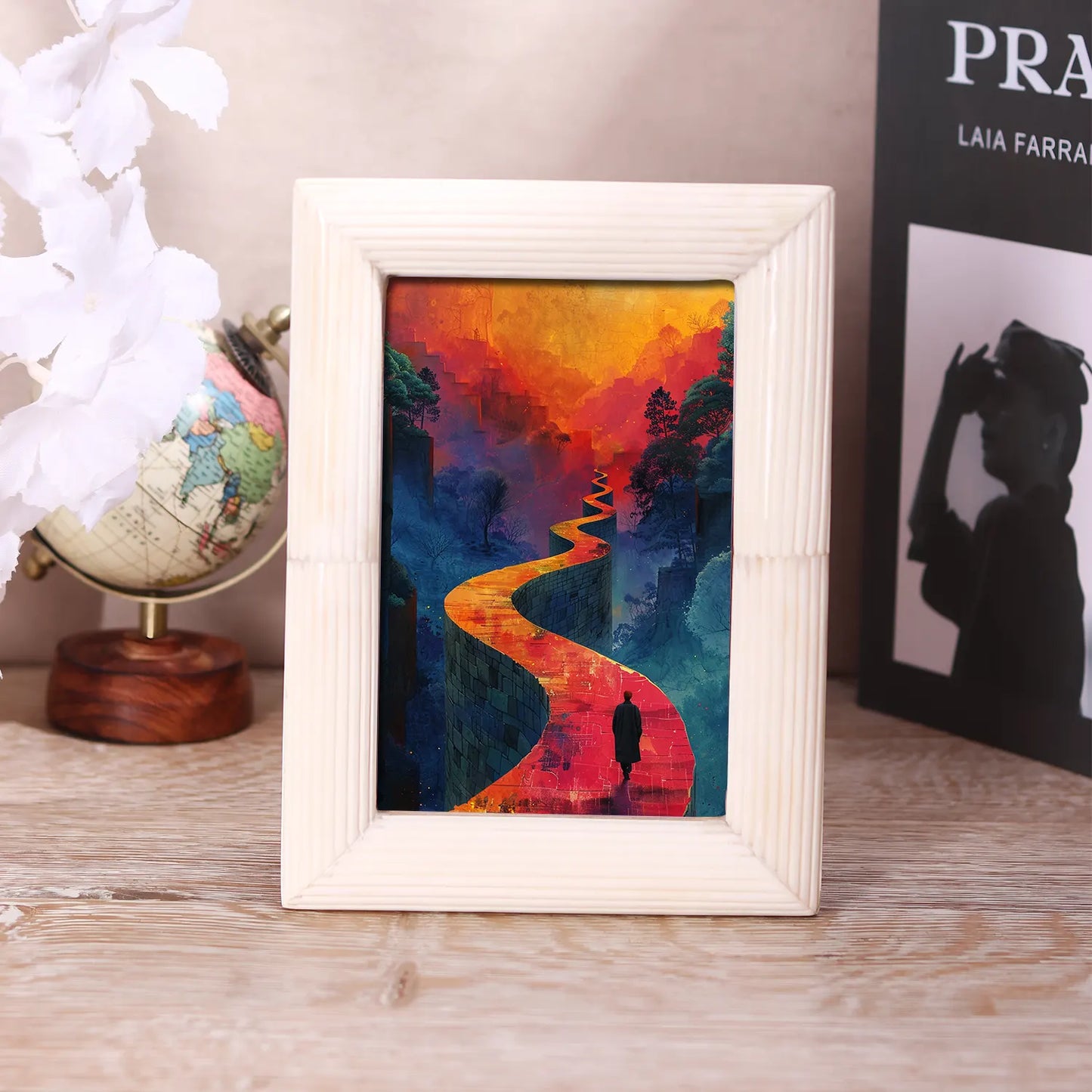 Hand Carved White Bone Inlay Photo Picture Frame in 3 Sizes