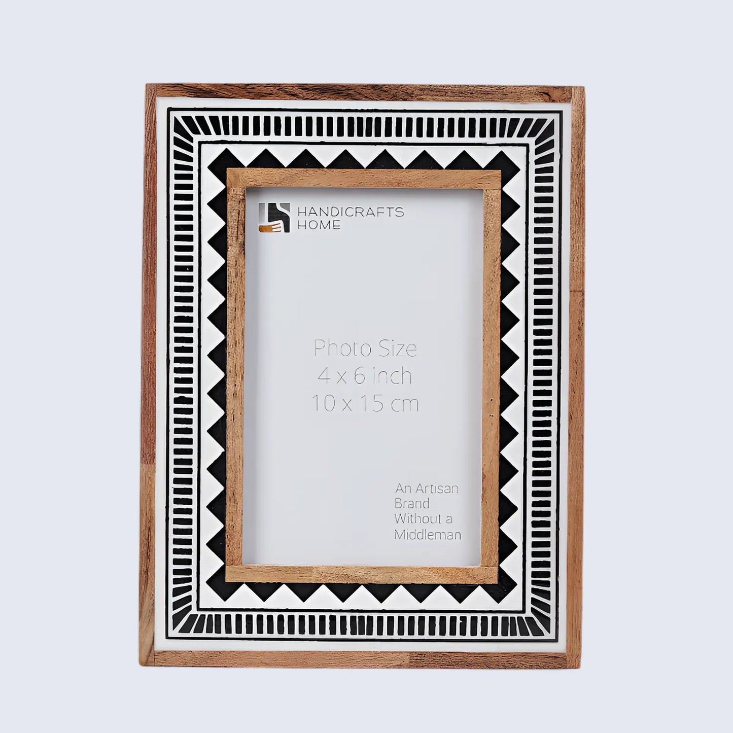 Wood Resin Inlay Handmade Black & White Geometric Picture Frame - 4x6, 5x7