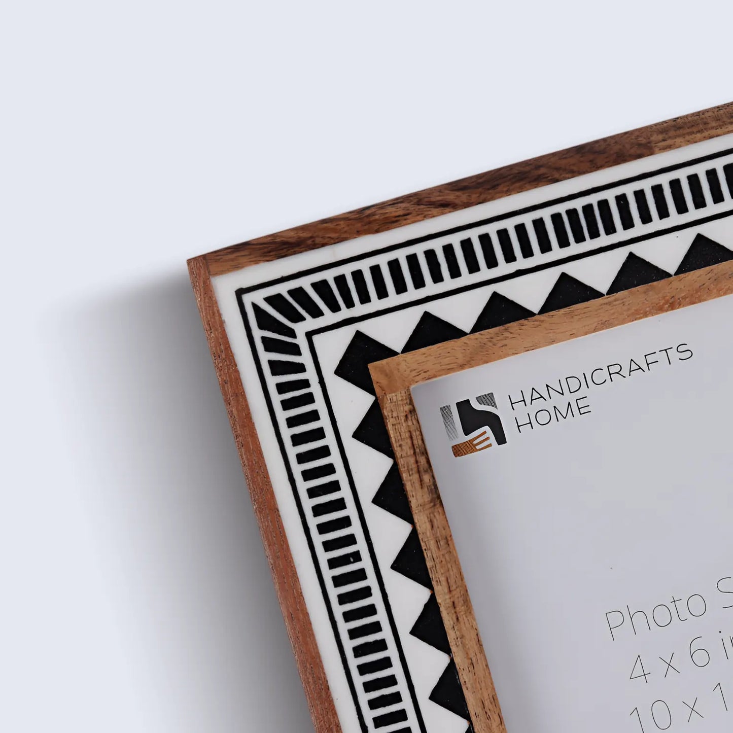 Wood Resin Inlay Handmade Black & White Geometric Picture Frame - 4x6, 5x7