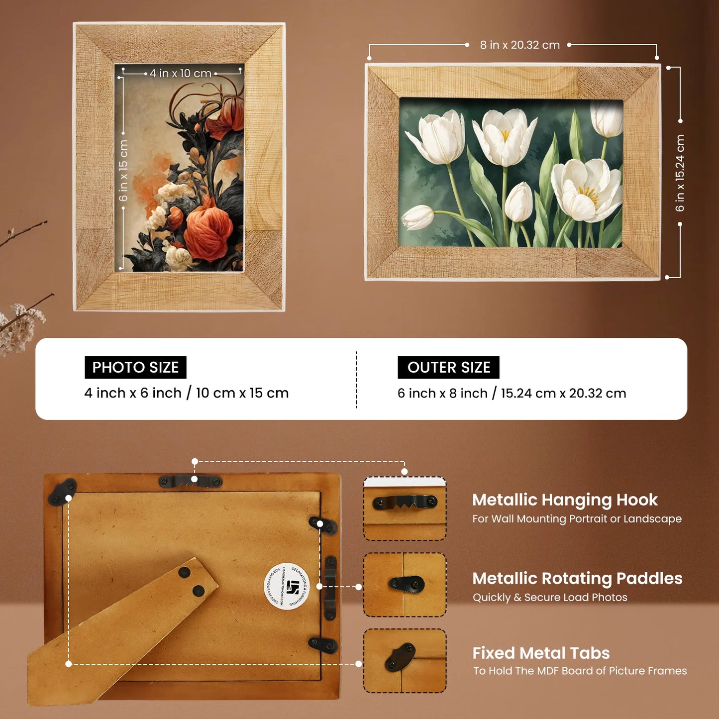 Wood & Bone inlay Natural Wooden Picture Frame