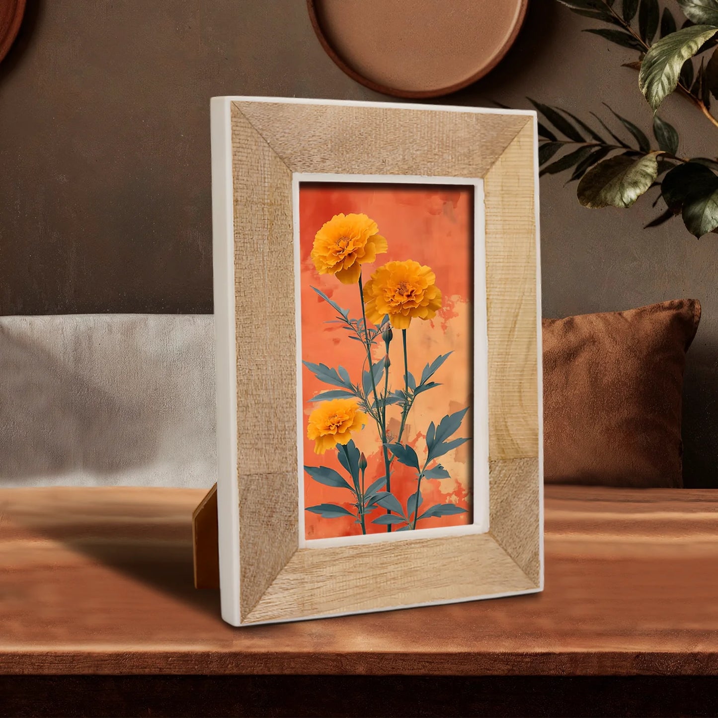 Wood & Bone inlay Natural Wooden Picture Frame