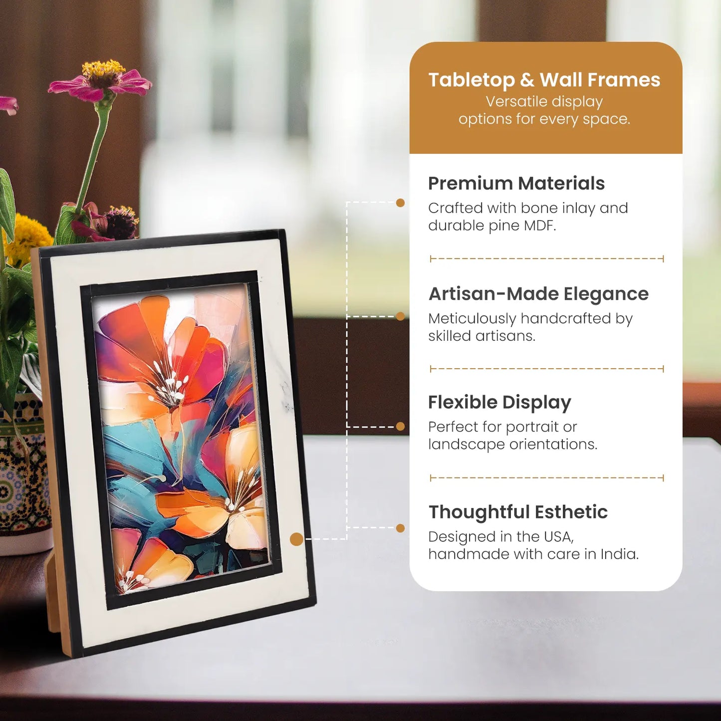 Resin Inlay Frame - Black & White in 4x6 & 5x7