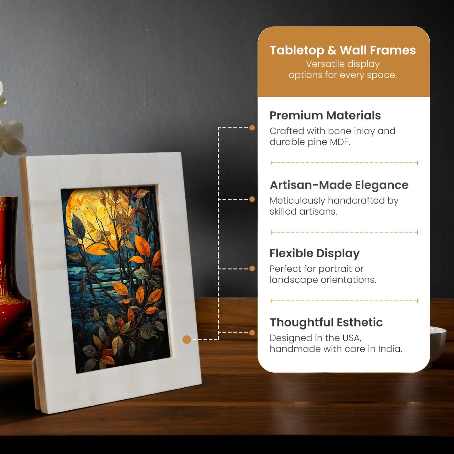 Classic Plain White Bone Inlay 4x6 Photo Frame