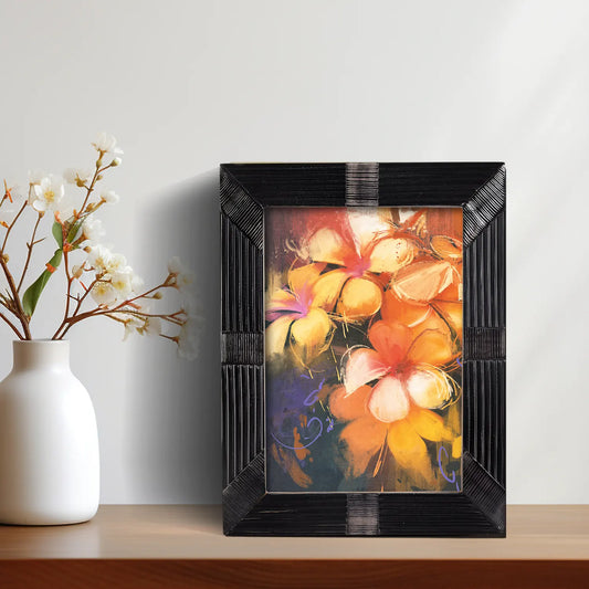 Horn Inlay Shagrin Picture Photo Frames Black, 4x6 5x7
