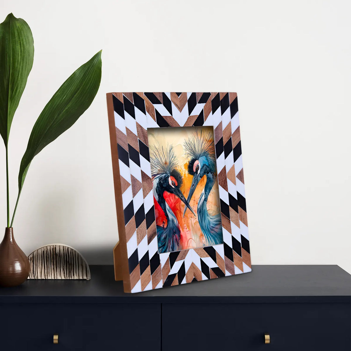 Herringbone Pattern Wood & Resin Inlay Picture Frame - 4x6 & 5x7