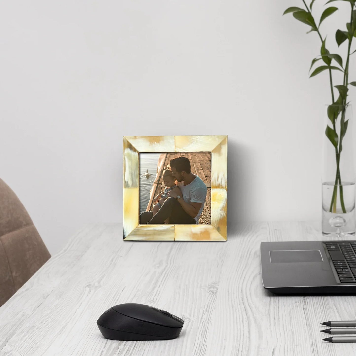 Picture Frame Essence Black Collection Horn Inlay White –4 Sizes