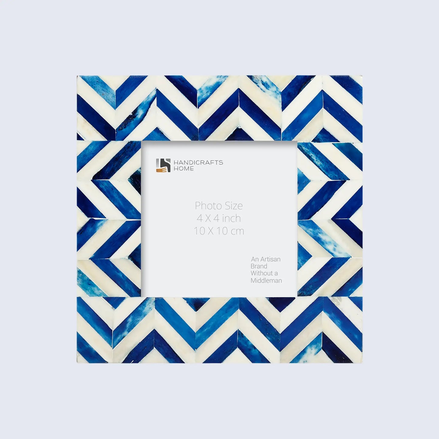 Picture Frames Herringbone Pattern Bone Inlay Collection in 2 Sizes, Blue