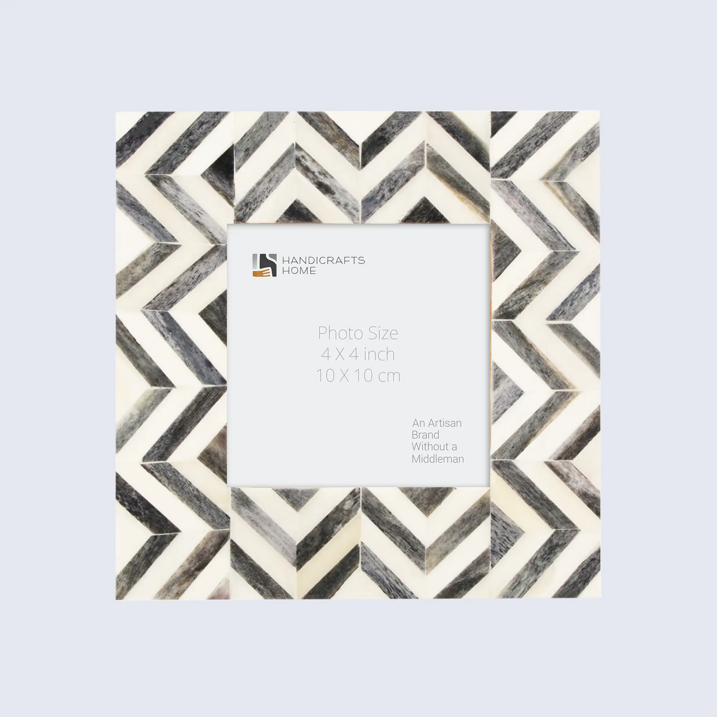 Picture Frames Herringbone Pattern Bone Inlay Collection in 2 Sizes, Grey