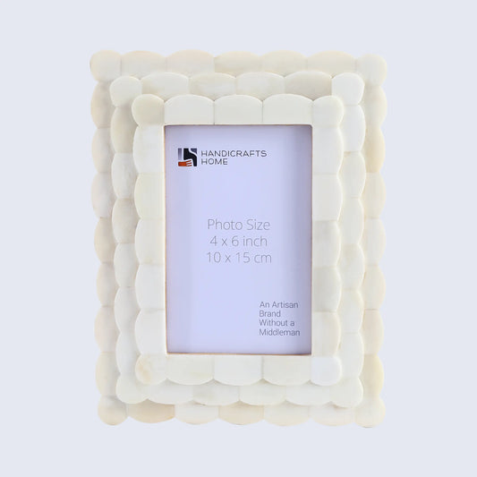 Picture Frames Scalloped Pattern Bone Inlay Collection in 4x6, White