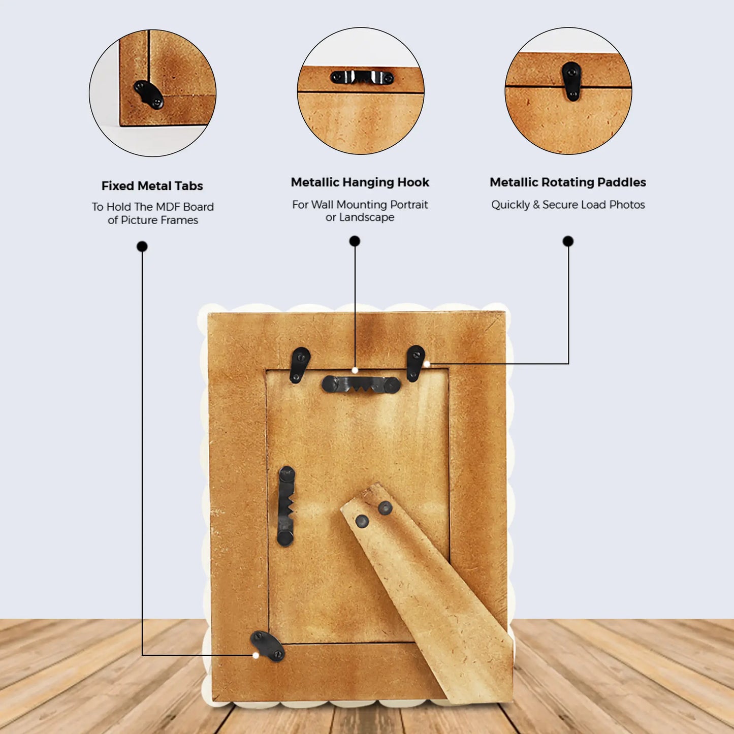 Picture Frames Scalloped Pattern Bone Inlay Collection in 4x6, White