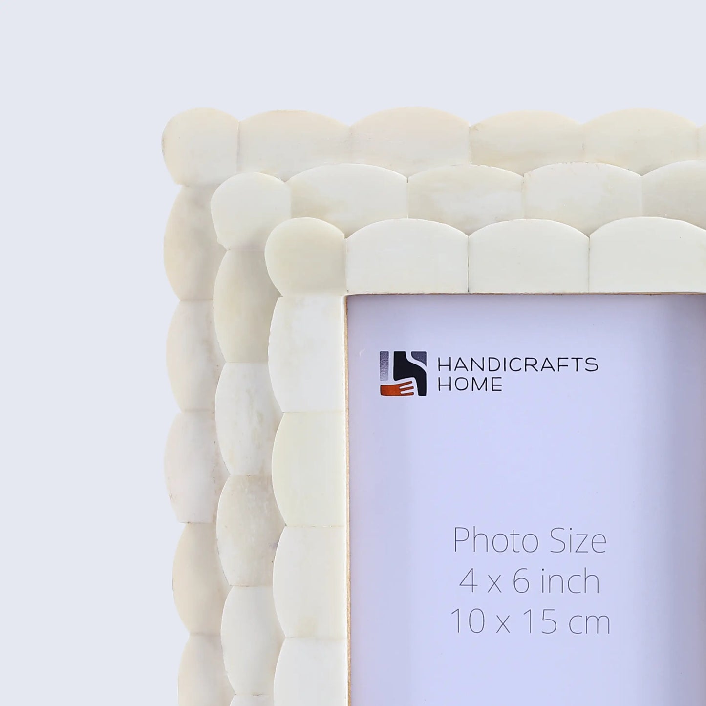 Picture Frames Scalloped Pattern Bone Inlay Collection in 4x6, White