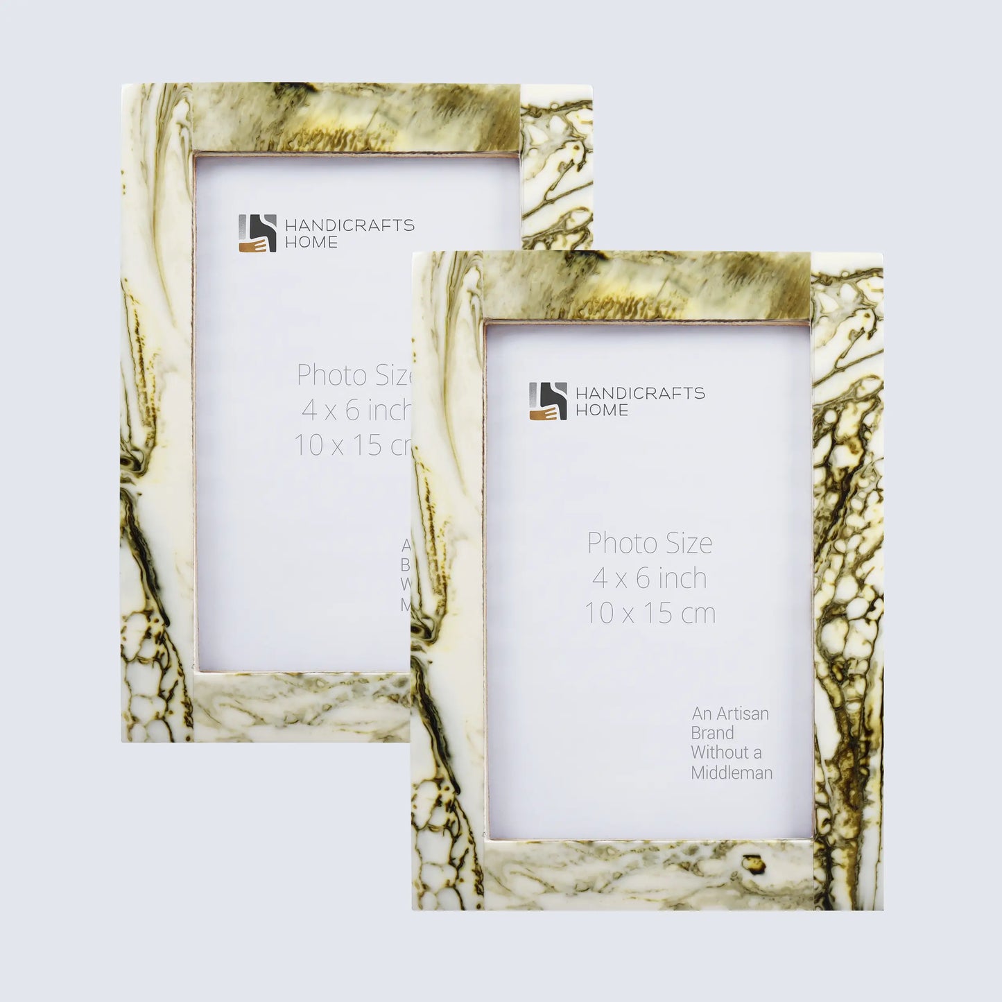 Picture Frames Deco Marble Pattern Resin Inlay Collection in 3 Sizes, Pack of 2