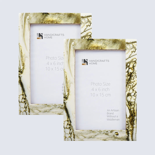 Picture Frames Deco Marble Pattern Resin Inlay Collection in 3 Sizes, Pack of 2