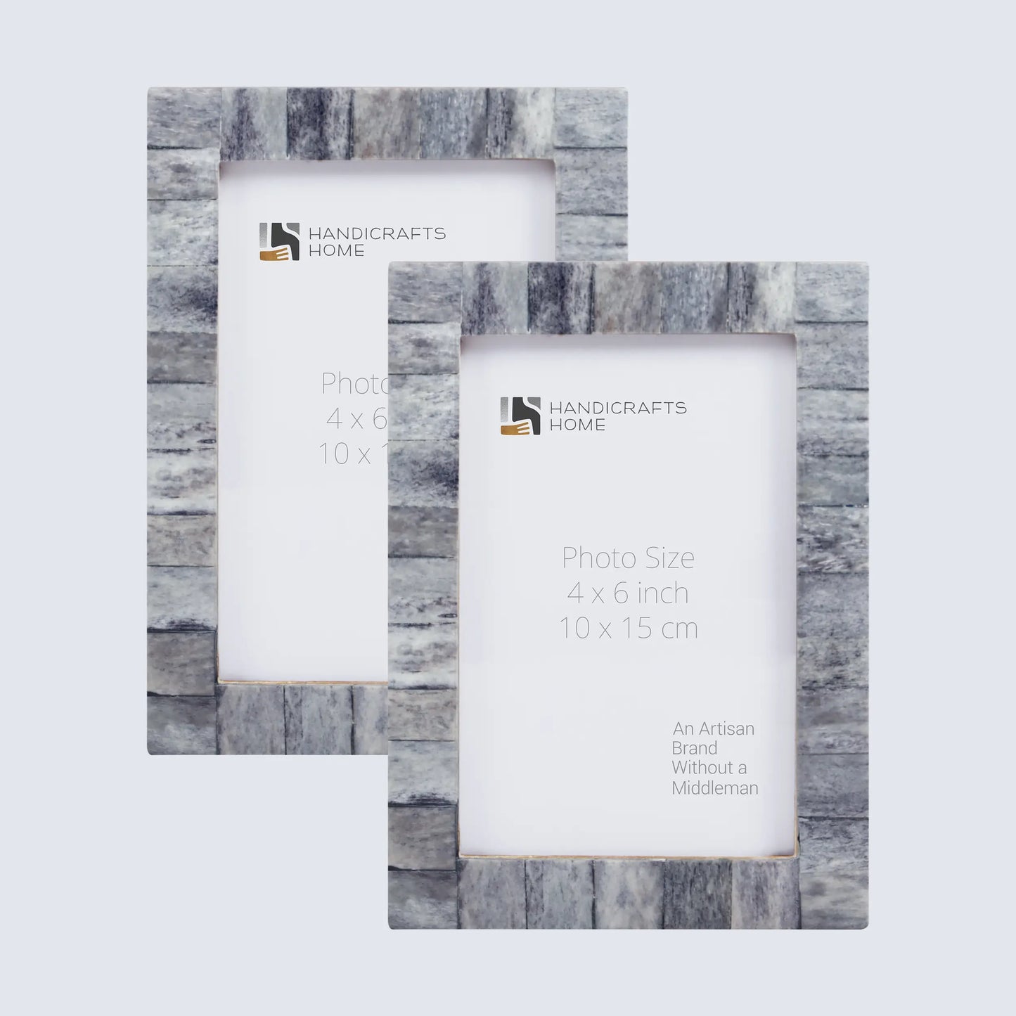 Picture Frames Classic Pattern Bone Inlay Collection in 3 Sizes, Pack of 2 - Grey