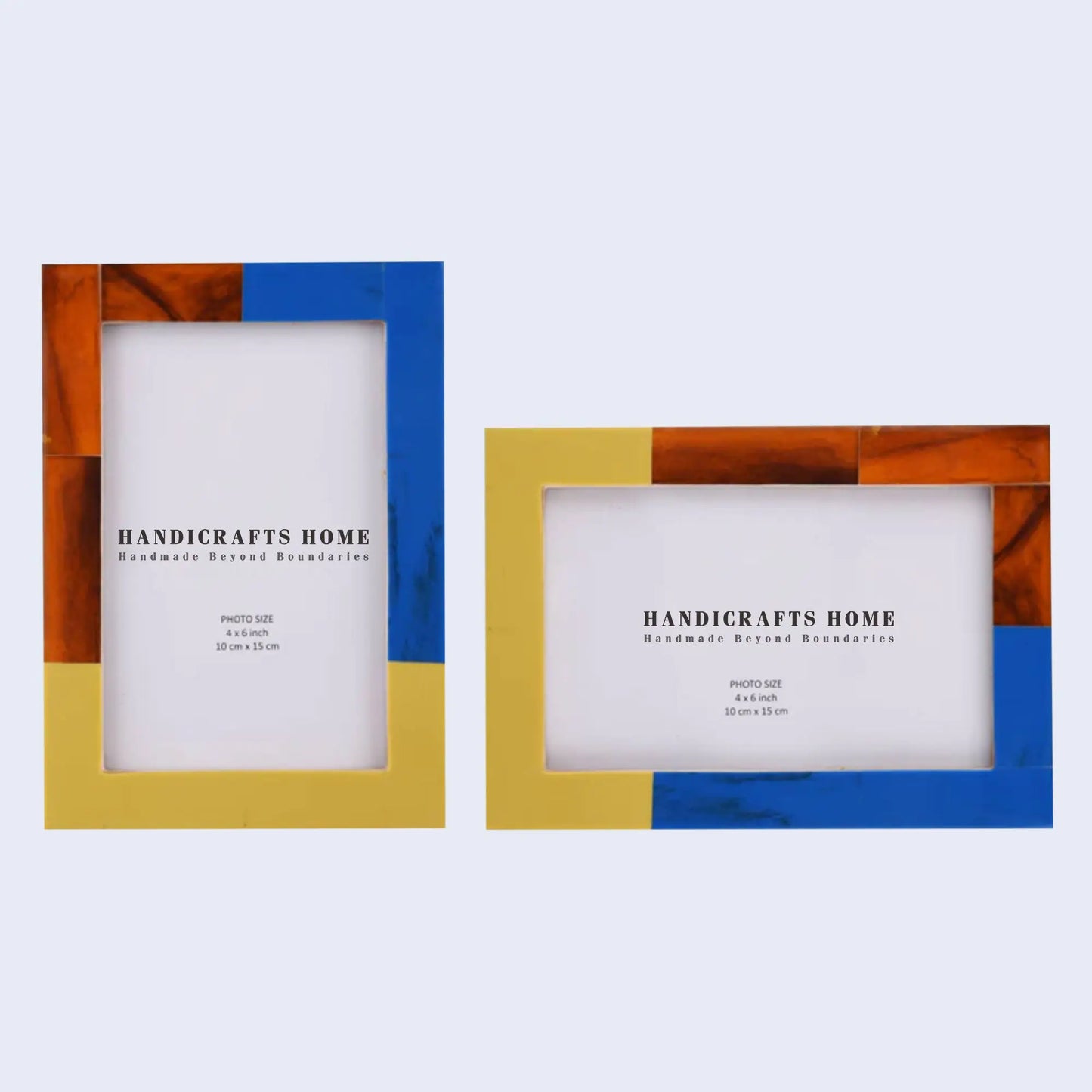 Picture Frames Mondrian Walnut Pattern Resin Inlay Collection in 3 Sizes, Pack of 2