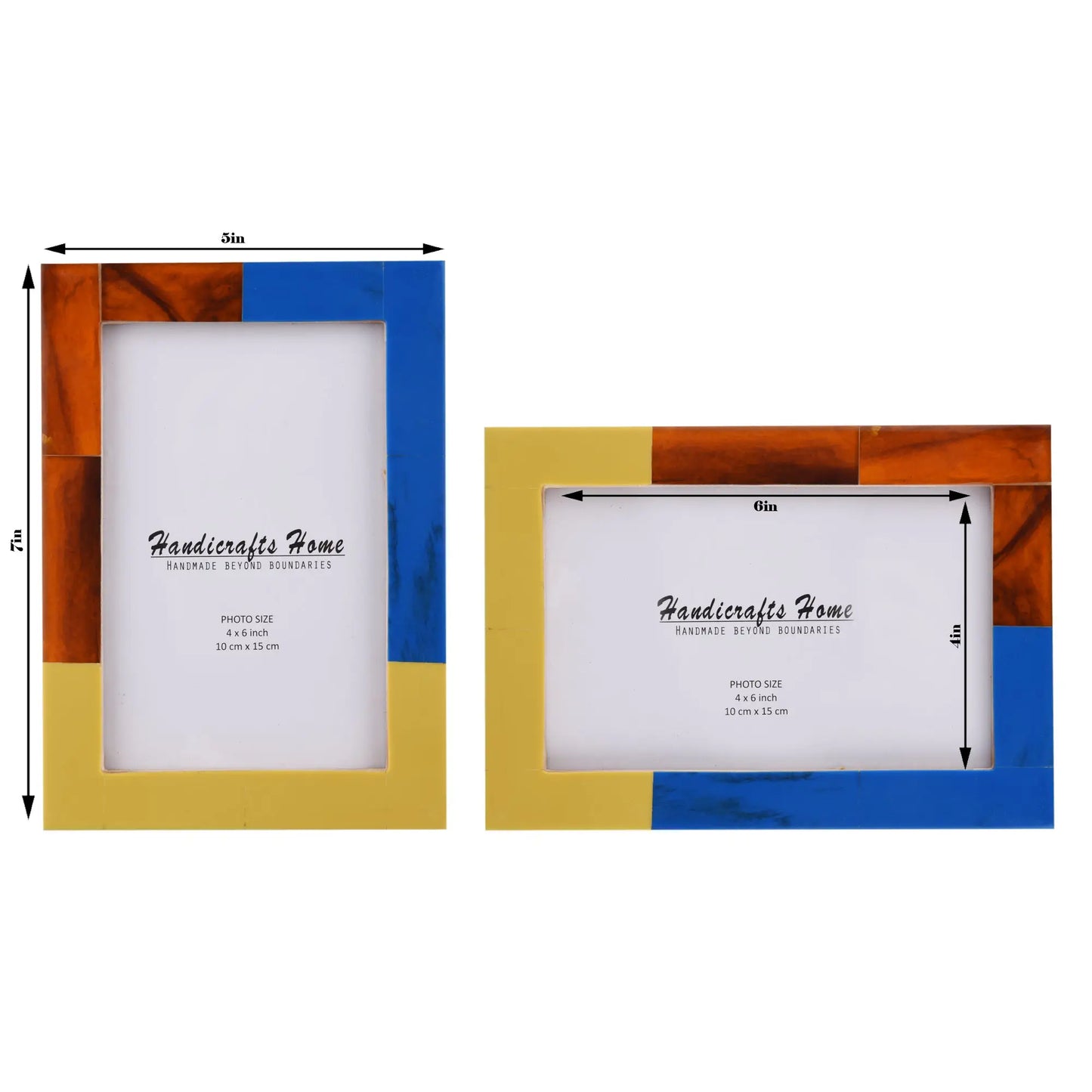 Picture Frames Mondrian Walnut Pattern Resin Inlay Collection in 3 Sizes, Pack of 2