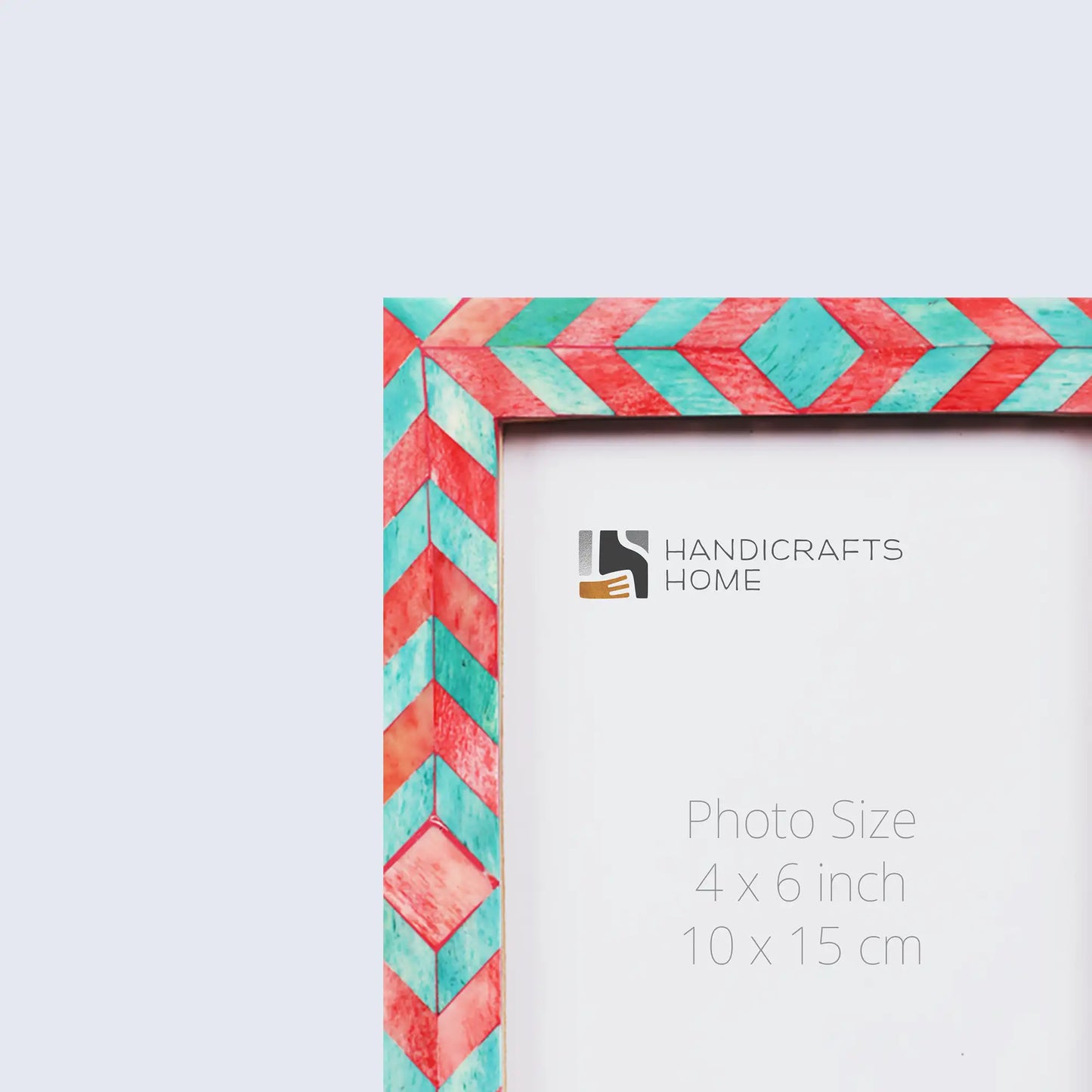 Picture Frames Mosaic Chevron Pattern Bone Inlay Collection in 3 sizes, Green & Red