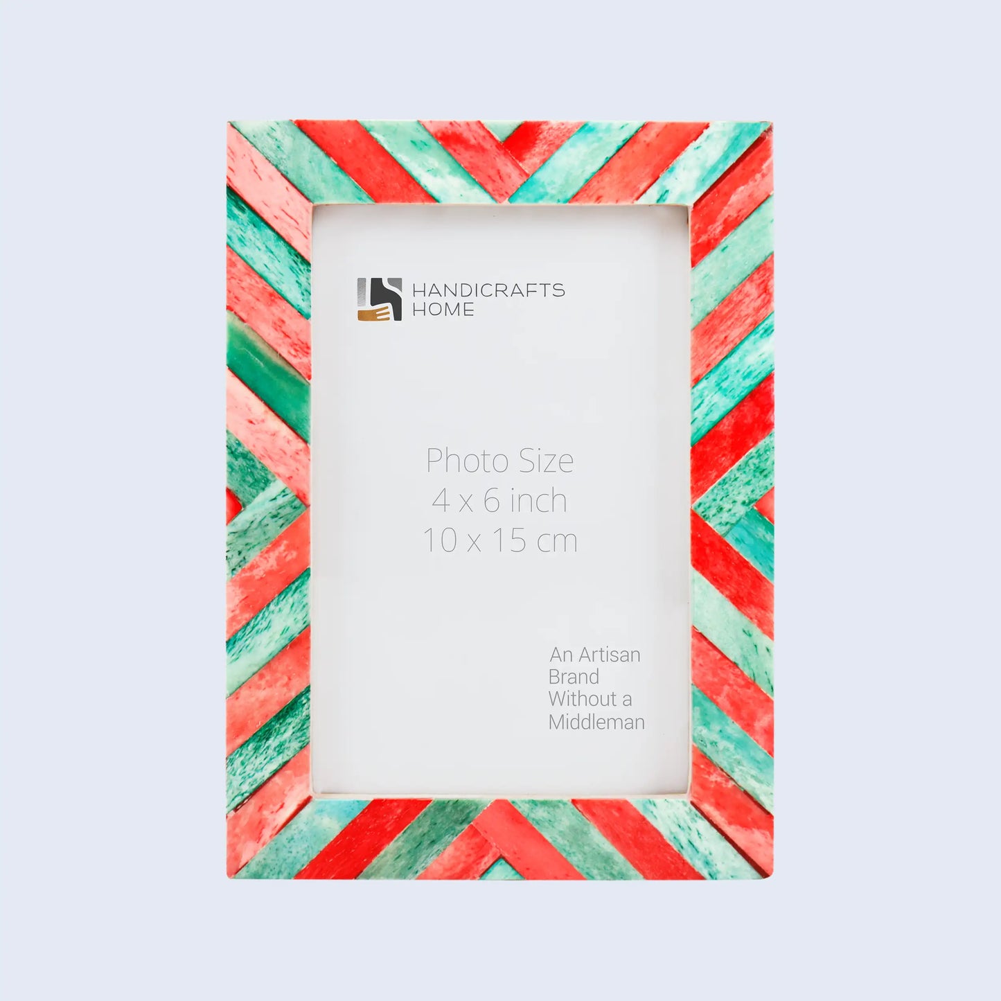 Picture Frames Chevron Pattern Bone Inlay Collection in 4 Sizes, Green & Red