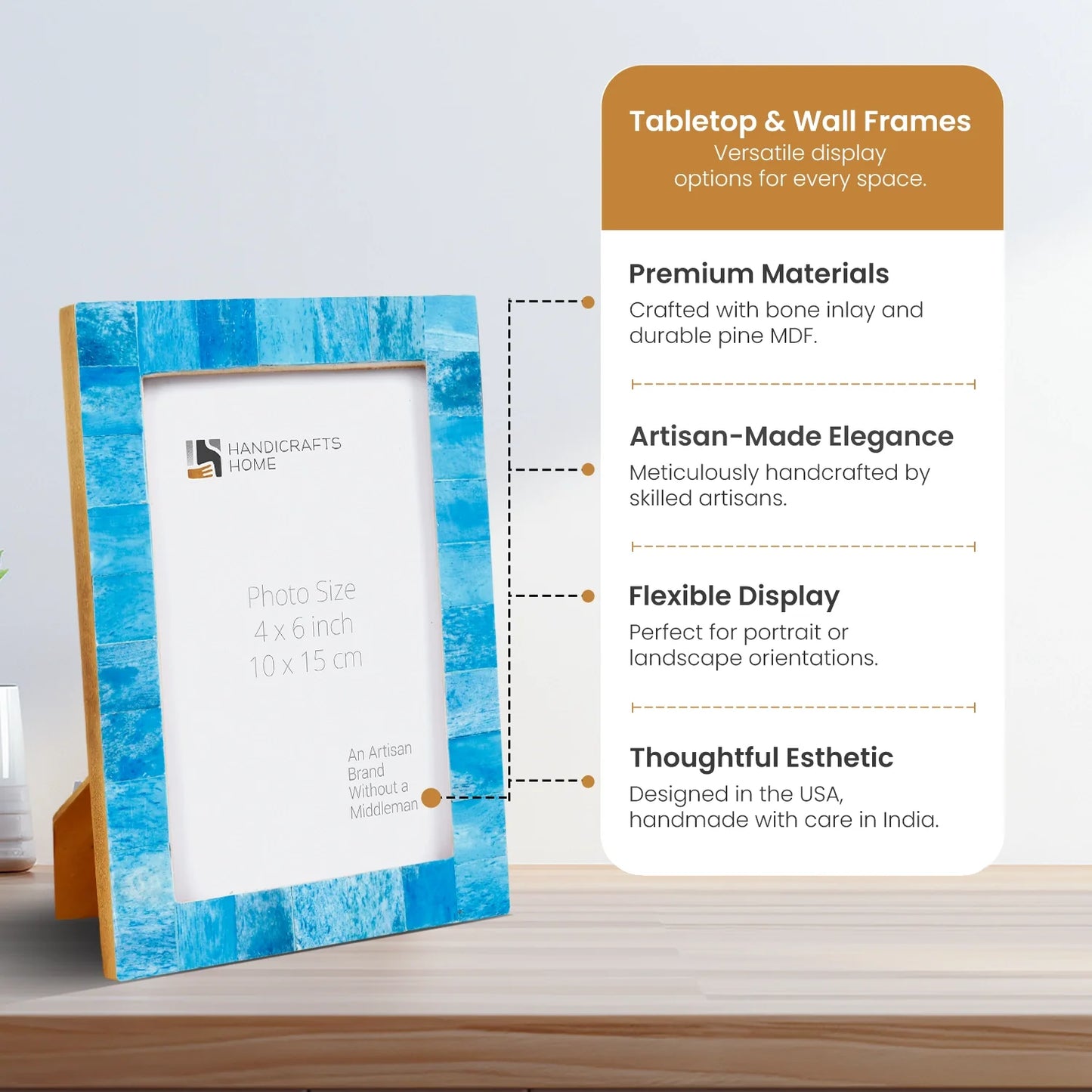 Picture Frame Classic Collection Bone Inlay Turquoise Pack of 2 – 3 Sizes