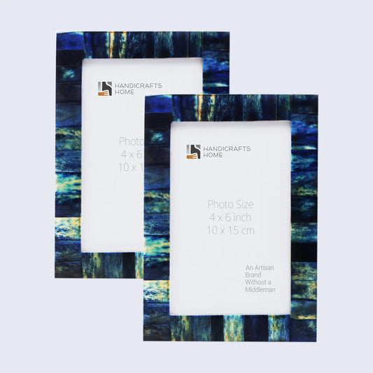 Picture Frames Vintage Style Pattern Bone Inlay Collection in 3 Sizes, Pack of 2