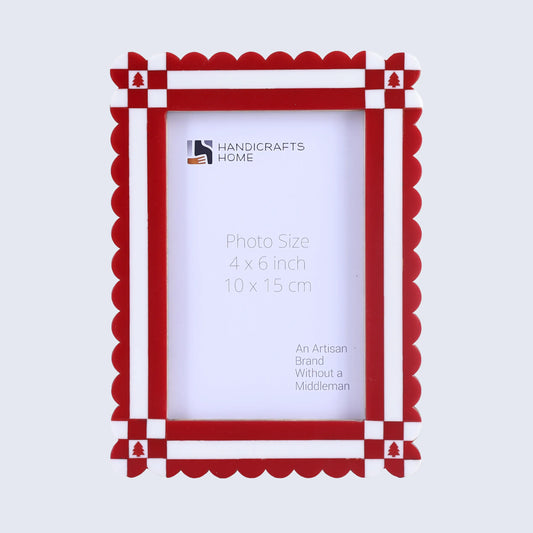 Chalet Collection Resin Inlay Picture frame for Holiday Decor & Gifting - Red , 4x6 and 5x7