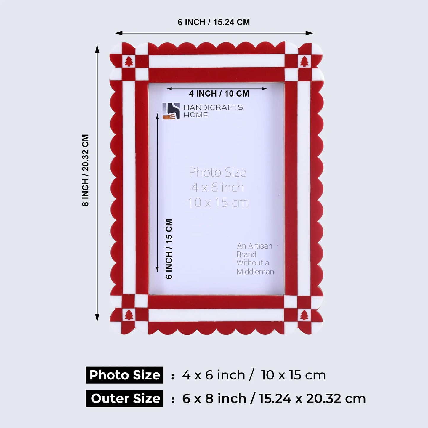 Chalet Collection Resin Inlay Picture frame for Holiday Decor & Gifting - Red , 4x6 and 5x7